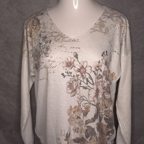 Bella Amore Floral Print XL Sweater Made In Italy Lightweight Knit Pullover - Picture 1 of 7